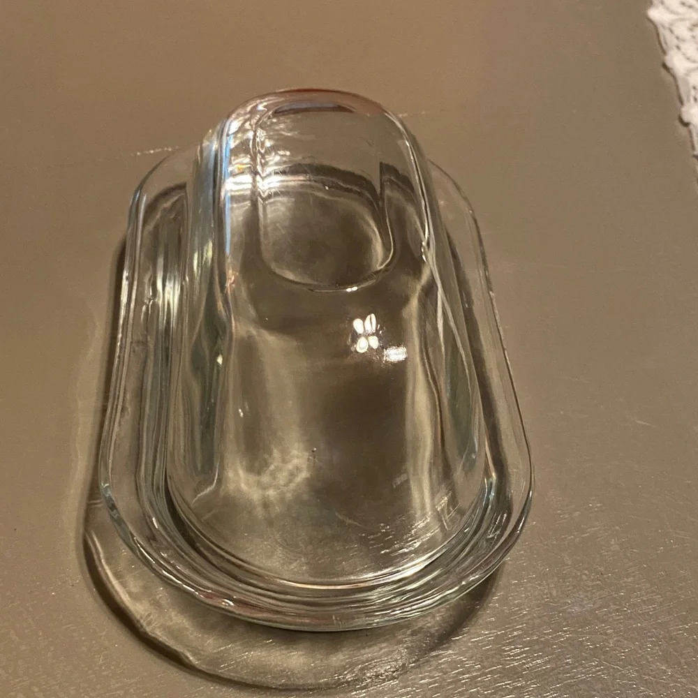 V8ntage Clear Glass Butter Dish with Lid